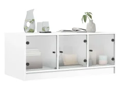 Mesa de centro | Mesa de apoio c/ portas de vidro 102x50x42 cm^ Mesa De Centro