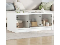 Mesa de centro | Mesa de apoio c/ portas de vidro 102x50x42 cm^ Mesa De Centro