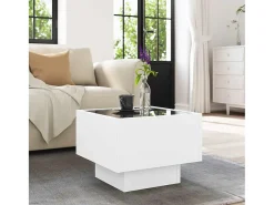 Best Mesa de centro | Mesa de apoio c/ LEDs 40x40x30 cm derivados de madeira Branco