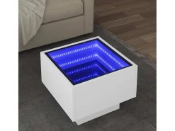 Best Mesa de centro | Mesa de apoio c/ LEDs 40x40x30 cm derivados de madeira Branco