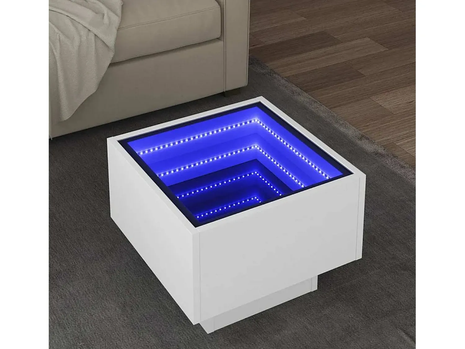Best Mesa de centro | Mesa de apoio c/ LEDs 40x40x30 cm derivados de madeira Branco