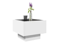 Best Mesa de centro | Mesa de apoio c/ LEDs 40x40x30 cm derivados de madeira Branco