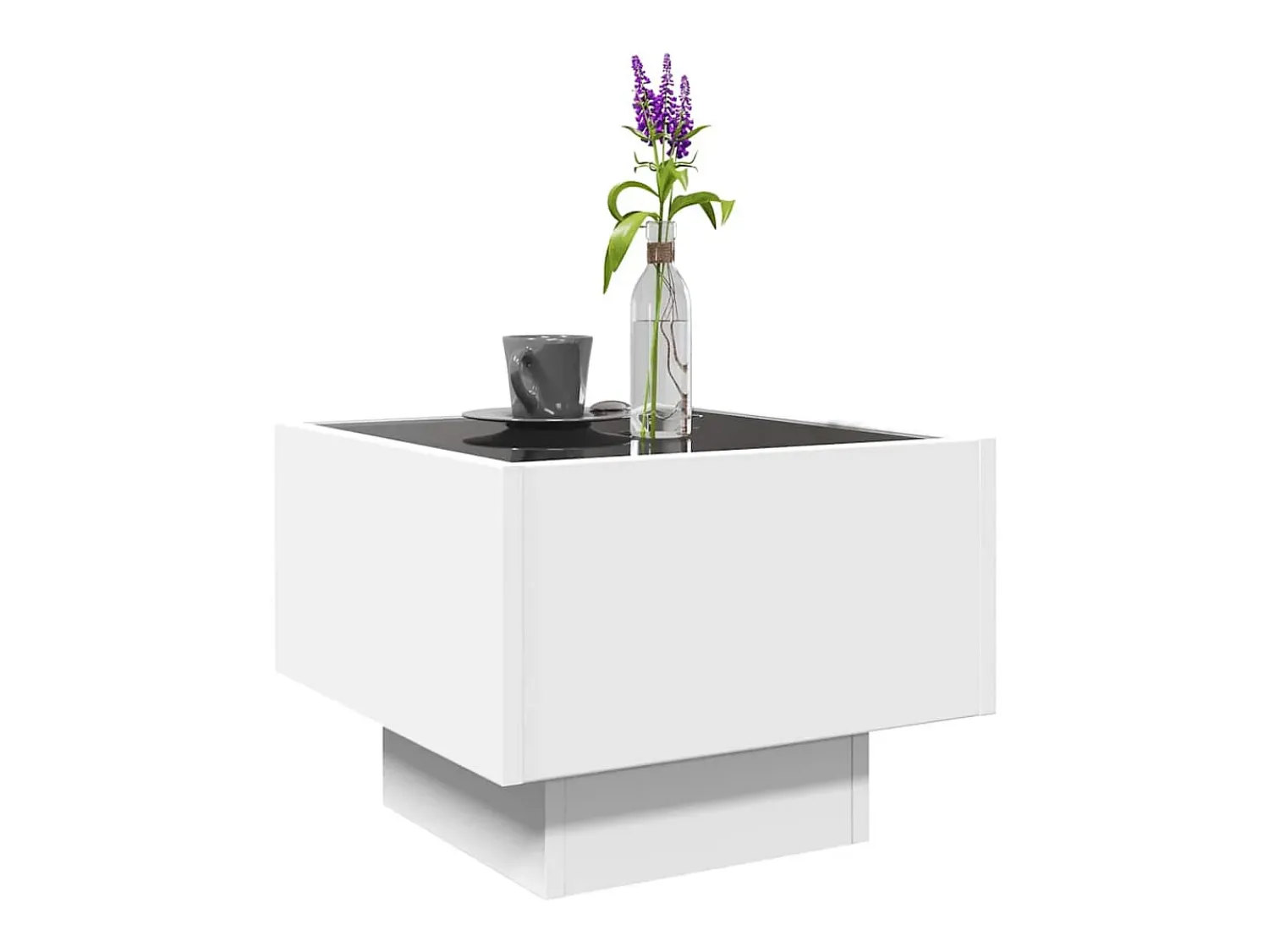 Best Mesa de centro | Mesa de apoio c/ LEDs 40x40x30 cm derivados de madeira Branco