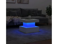 Mesa de centro | Mesa de apoio com luzes LED 50x50x40 cm Branco
