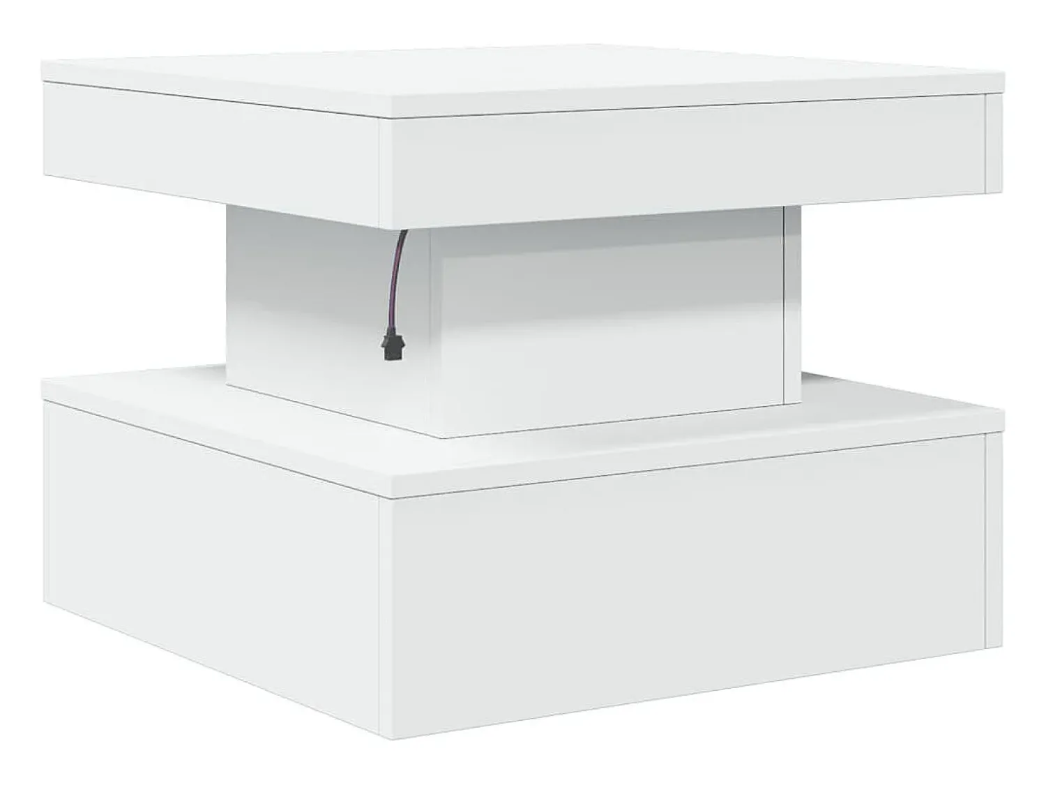 Mesa de centro | Mesa de apoio com luzes LED 50x50x40 cm Branco