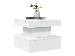 Mesa de centro | Mesa de apoio com luzes LED 50x50x40 cm Branco