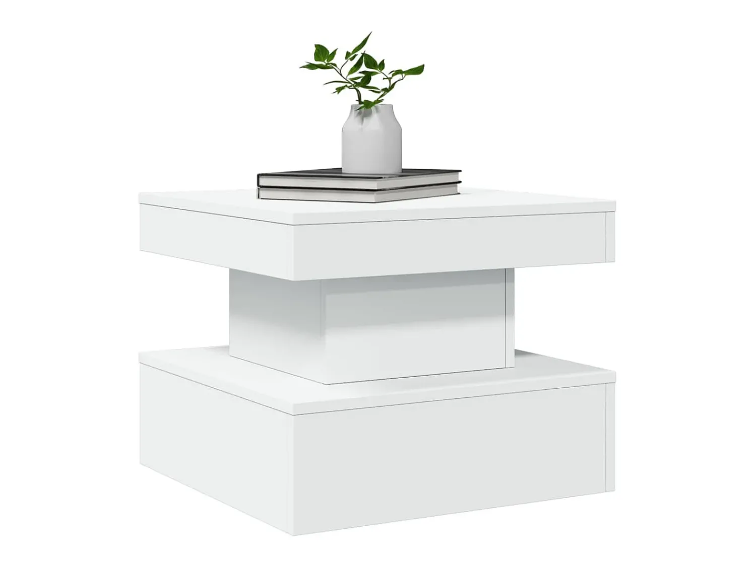 Mesa de centro | Mesa de apoio com luzes LED 50x50x40 cm Branco