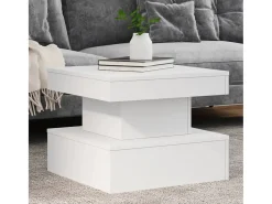 Mesa de centro | Mesa de apoio com luzes LED 50x50x40 cm Branco