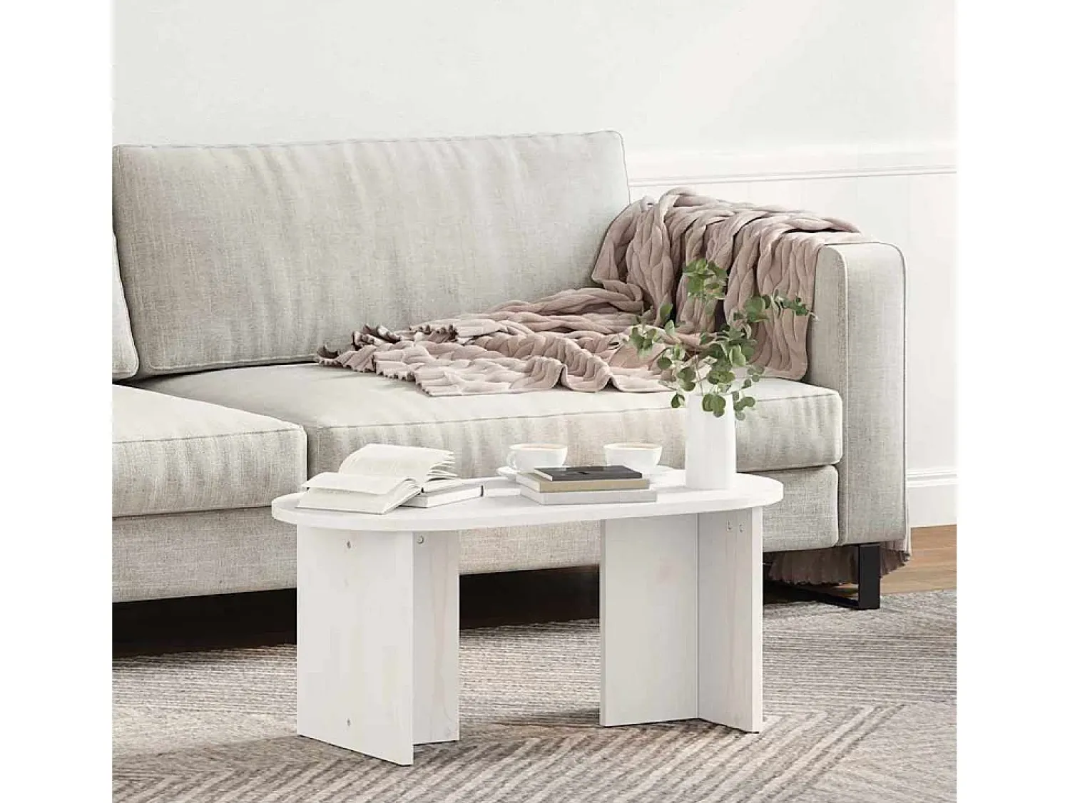 Mesa De Centro| Mesa de centro | Mesa de apoio 80x39.5x35 cm Madeira de pinho maciça Branco
