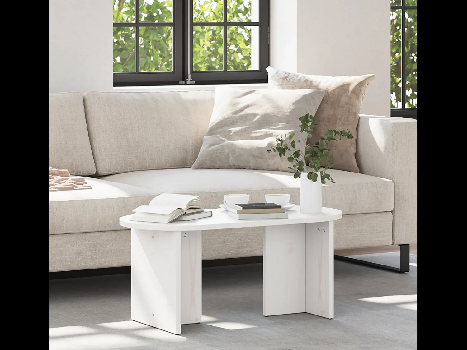 Mesa De Centro| Mesa de centro | Mesa de apoio 80x39.5x35 cm Madeira de pinho maciça Branco
