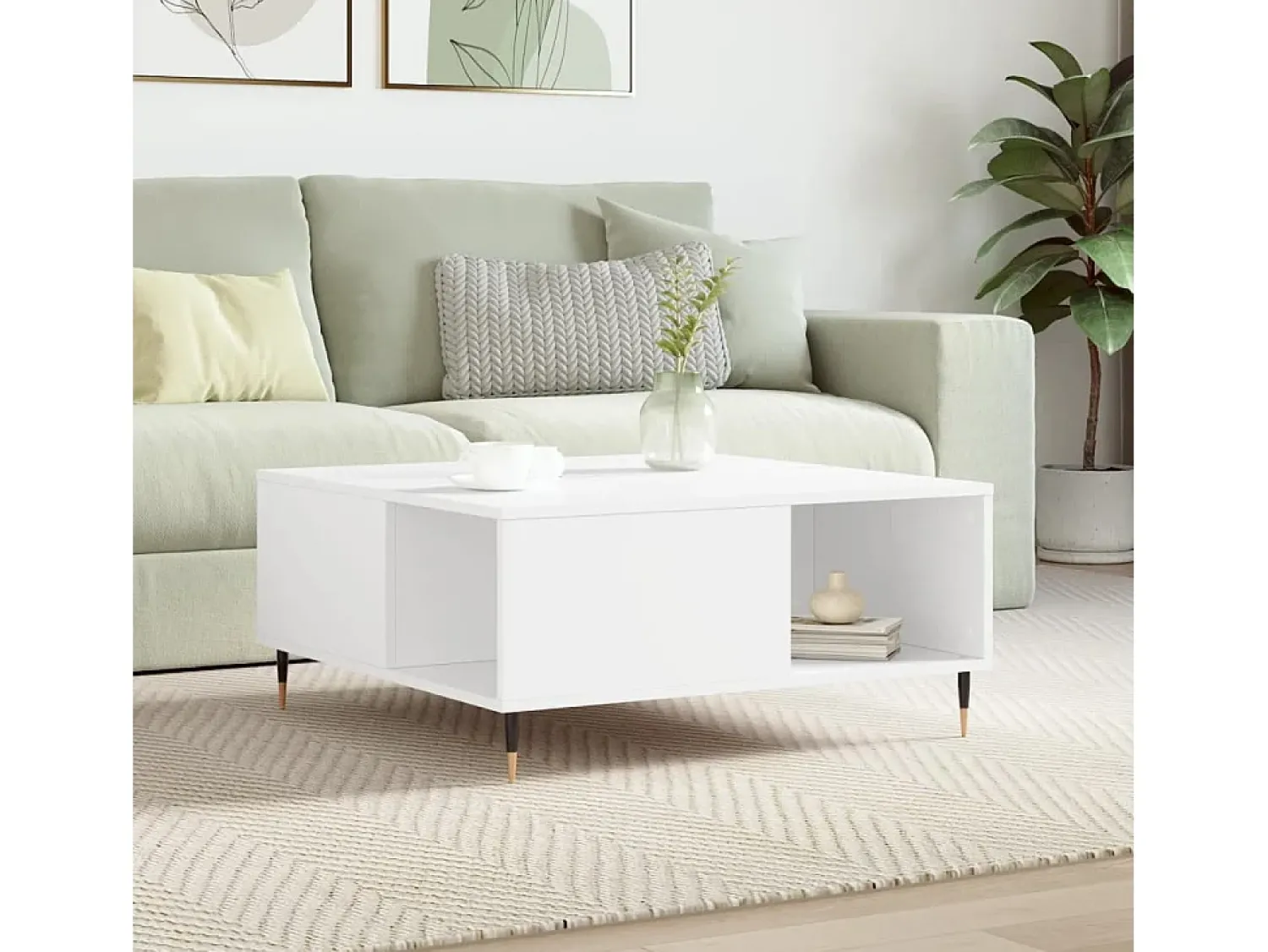 Online Mesa de centro | Mesa de apoio 80x80x36.5 cm derivados de madeira Branco