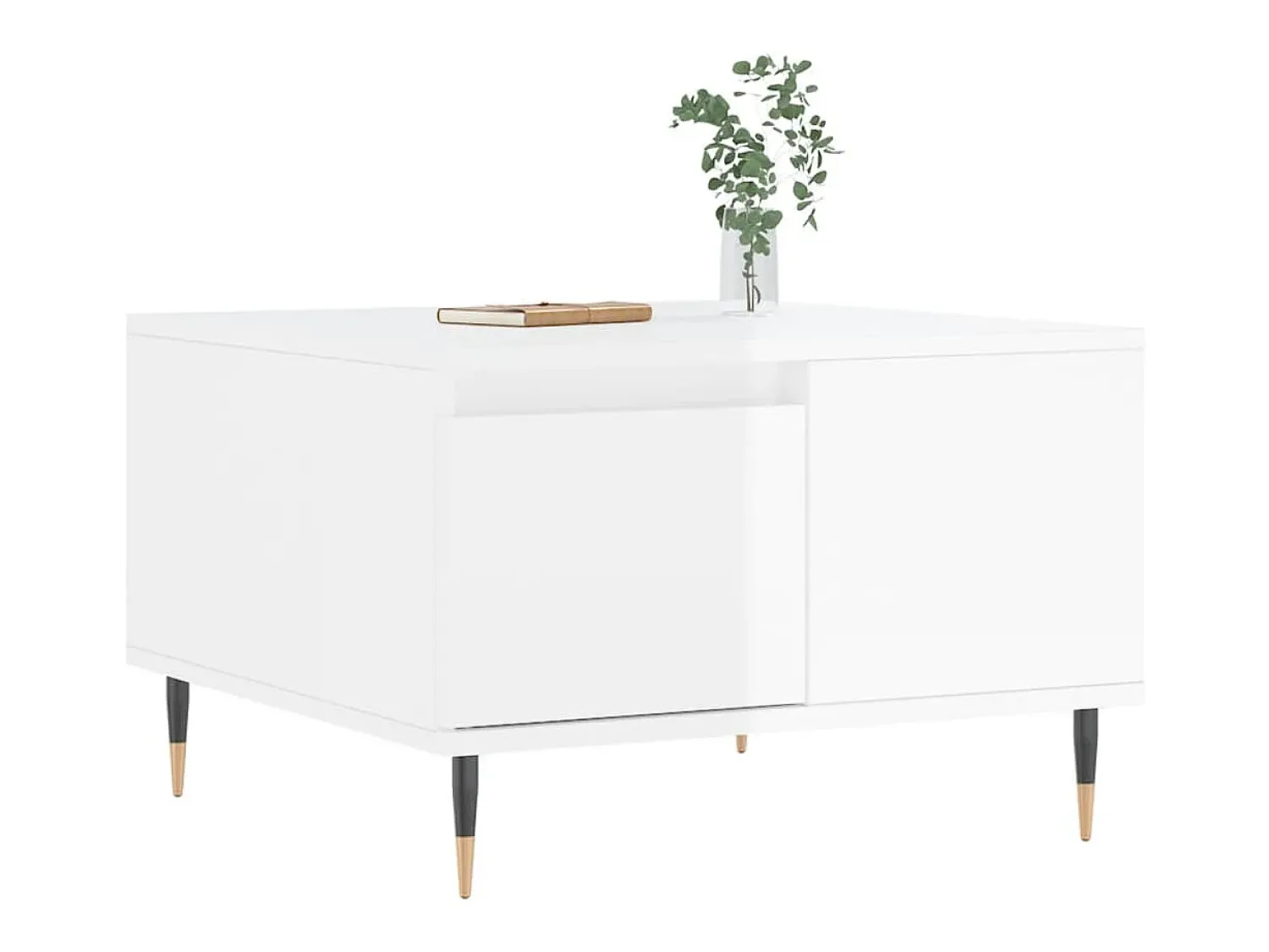 Mesa De Centro| Mesa de centro | Mesa de apoio 55x55x36.5 cm derivados madeira brilhante Branco