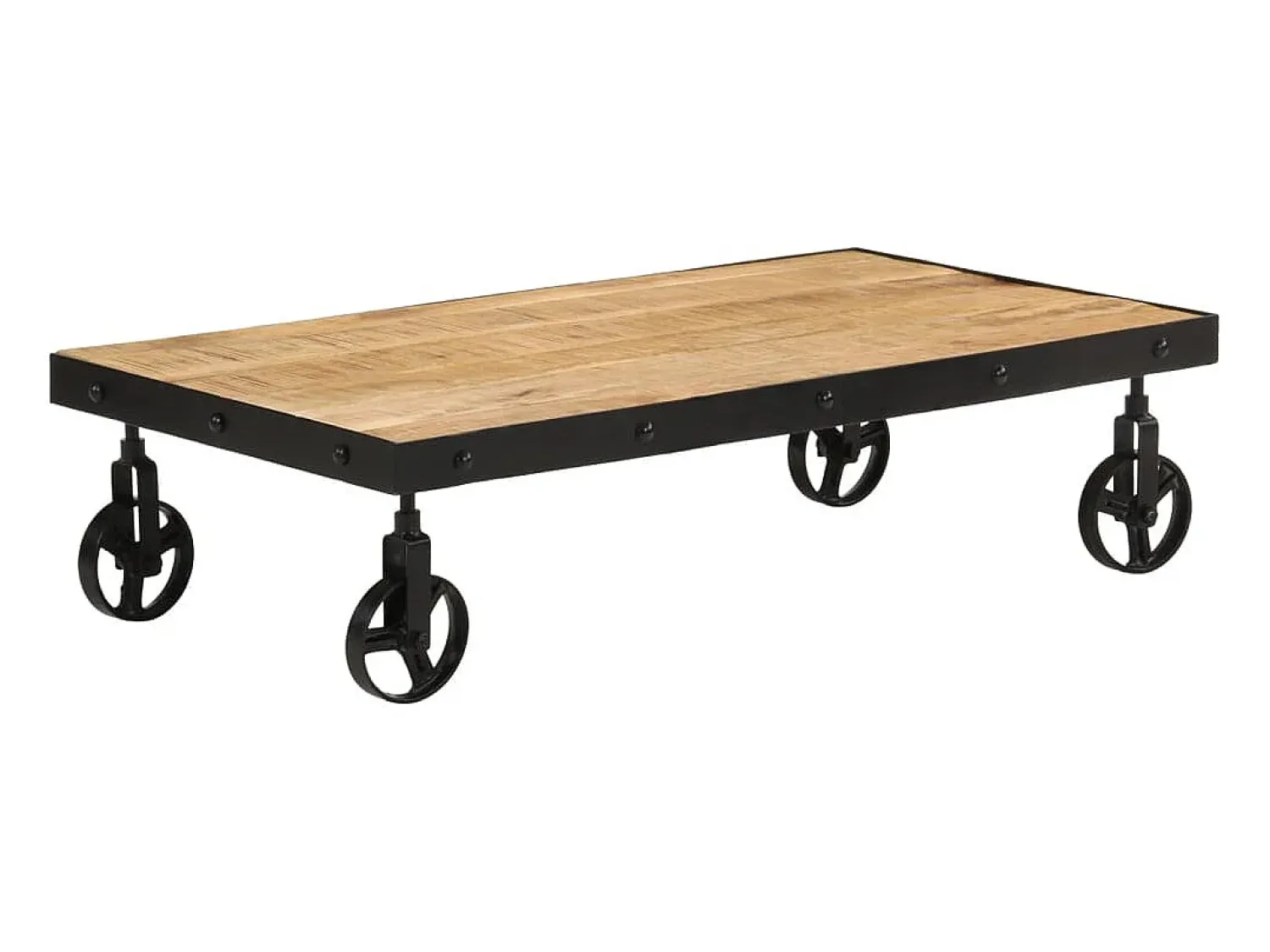 Mesa De Centro* Mesa de centro | Mesa de apoio c/ rodas madeira mangueira maciça 100x55x26 cm Castanho