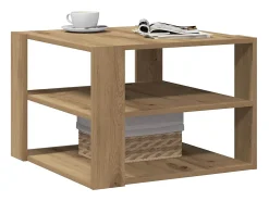 Mesa de centro | Mesa de apoio 58x58x40 cm deriv. madeira carvalho artisiano^ Mesa De Centro