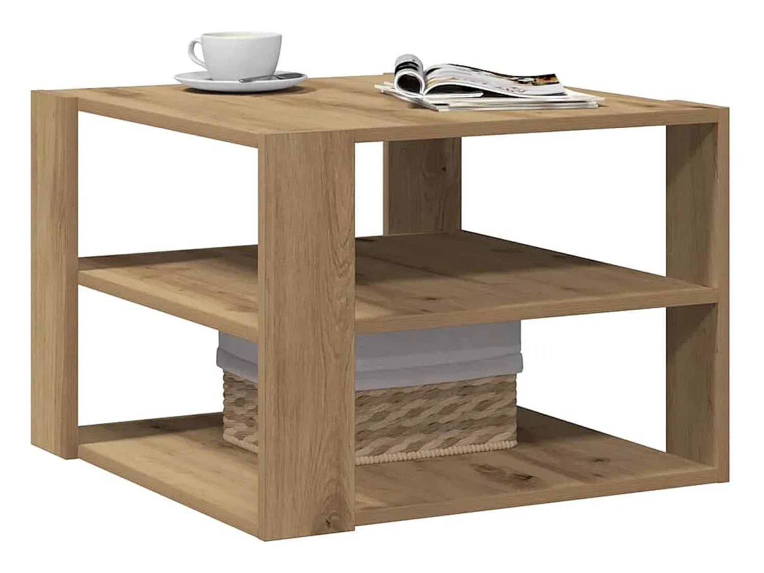 Mesa de centro | Mesa de apoio 58x58x40 cm deriv. madeira carvalho artisiano^ Mesa De Centro