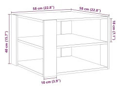 Mesa de centro | Mesa de apoio 58x58x40 cm deriv. madeira carvalho artisiano^ Mesa De Centro
