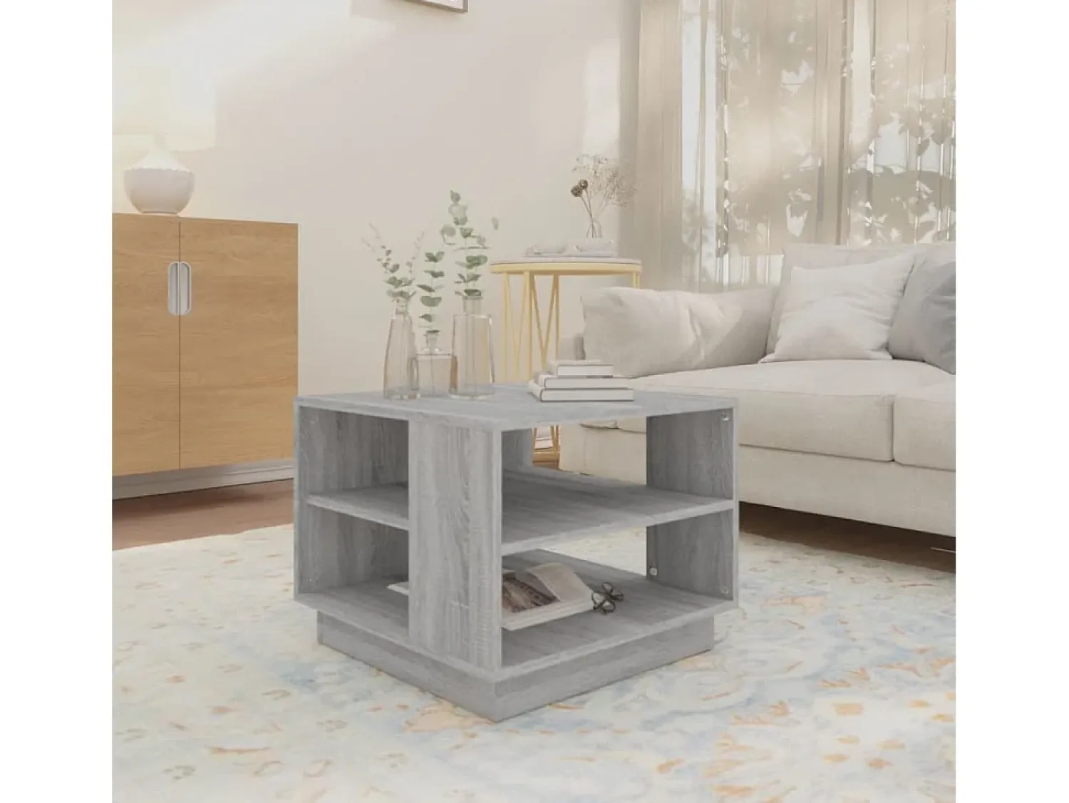 Outlet Mesa de centro | Mesa de apoio 55x55x43 cm derivados de madeira cinza sonoma Cinzento