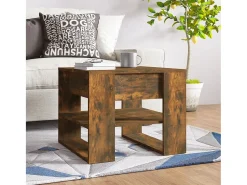 Mesa de centro | Mesa de apoio 55.5x55x45 cm madeira processada carvalho fumado^ Mesa De Centro