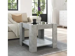 Mesa de centro | Mesa de apoio c/ LEDs 53x53x45 derivados de madeira^ Mesa De Centro
