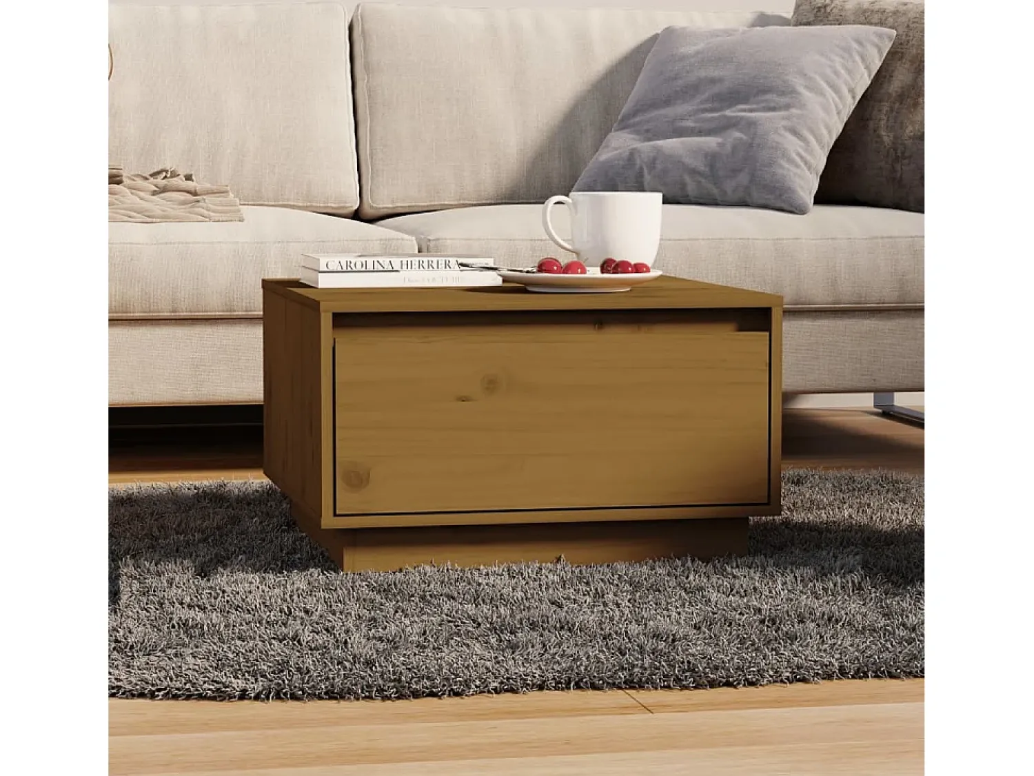Mesa De Centro| Mesa de centro | Mesa de apoio 55x56x32 cm pinho maciço mel Castanho