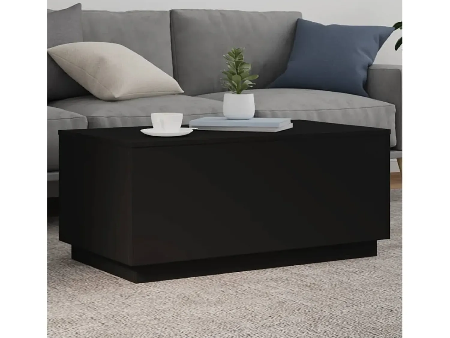 Mesa de centro | Mesa de apoio com luzes LED 90x50x40 cm^ Mesa De Centro