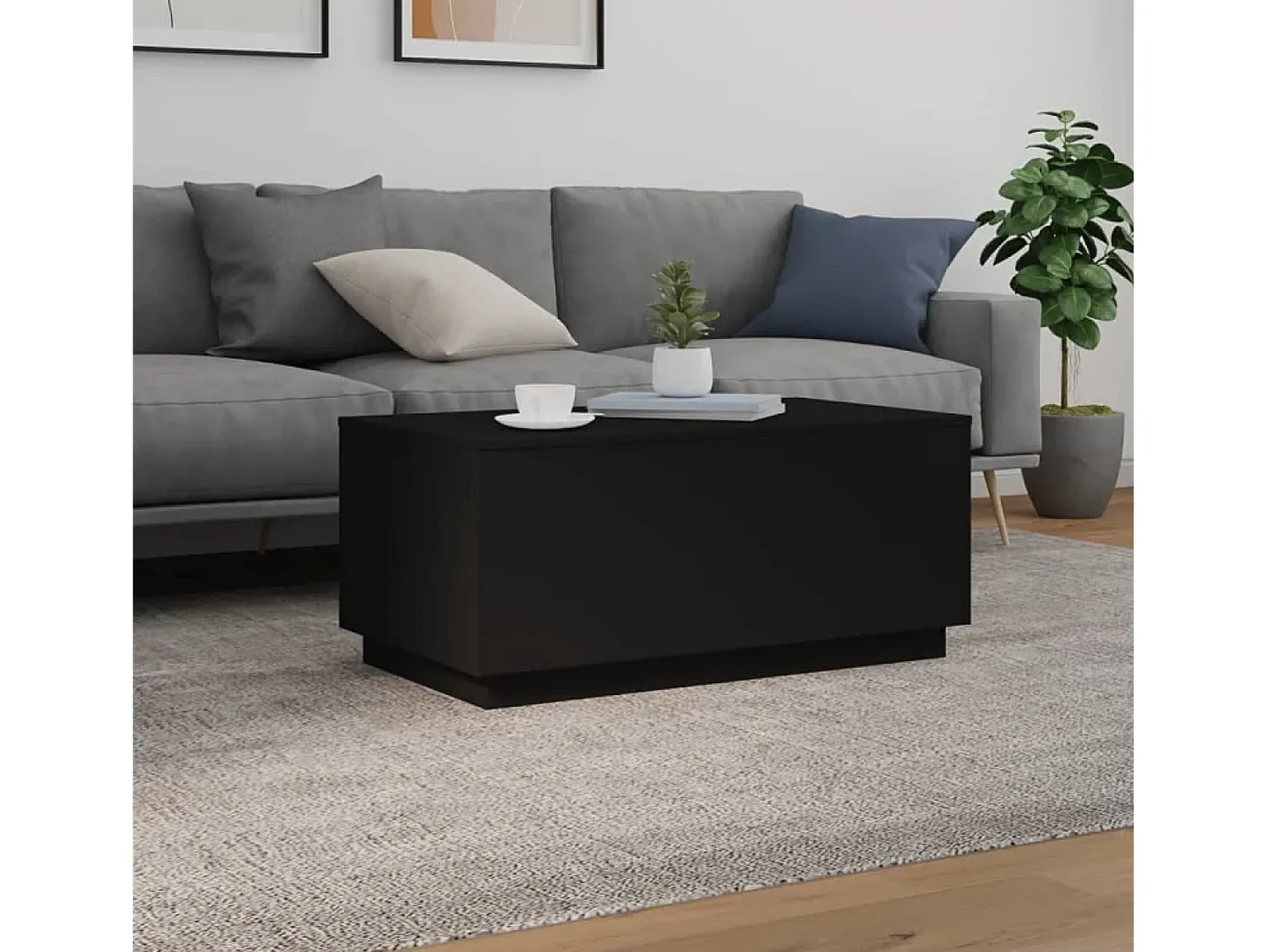 Mesa de centro | Mesa de apoio com luzes LED 90x50x40 cm^ Mesa De Centro