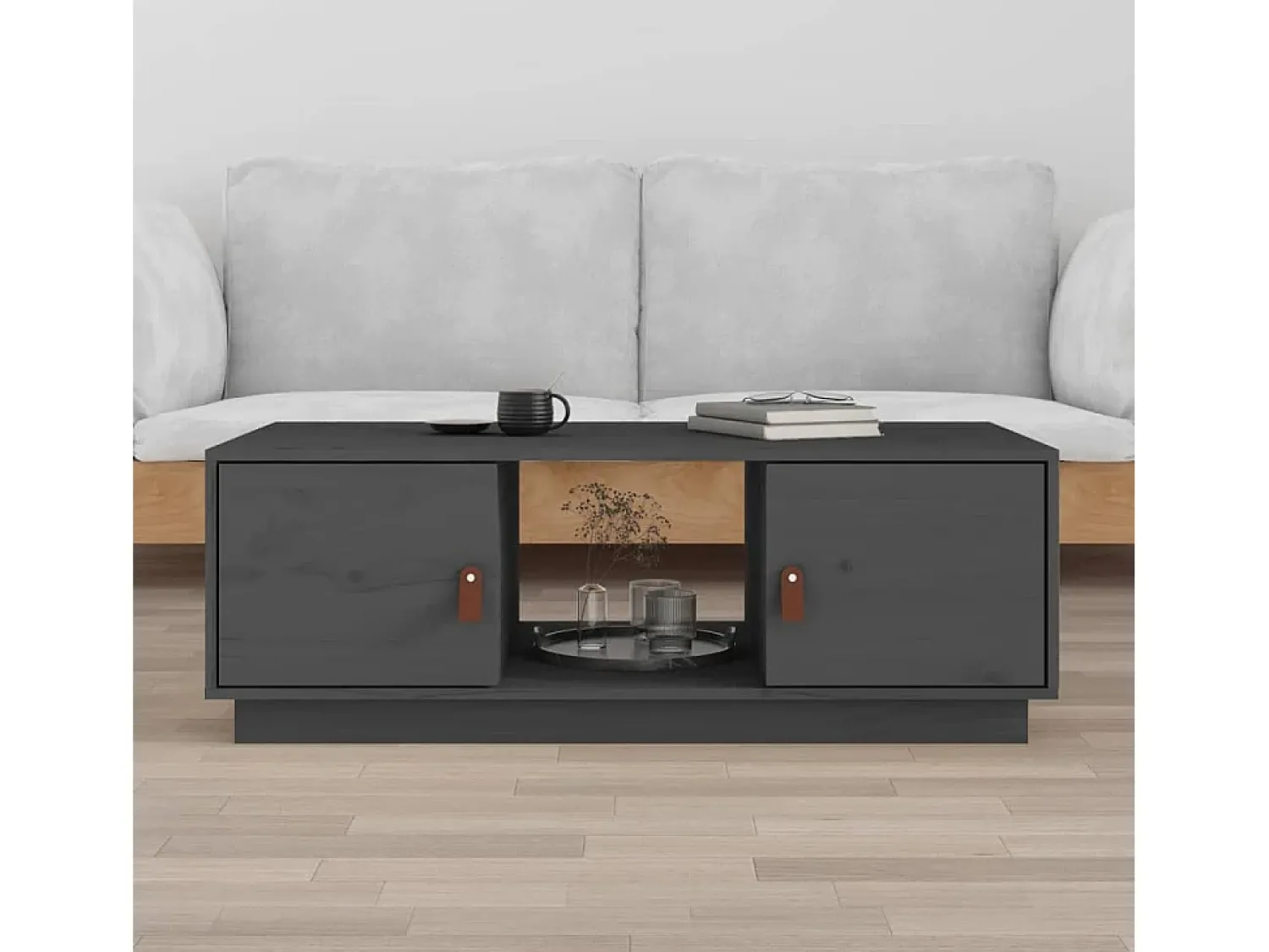 Online Mesa de centro | Mesa de apoio 100x50x35 cm pinho maciço cinza Cinzento