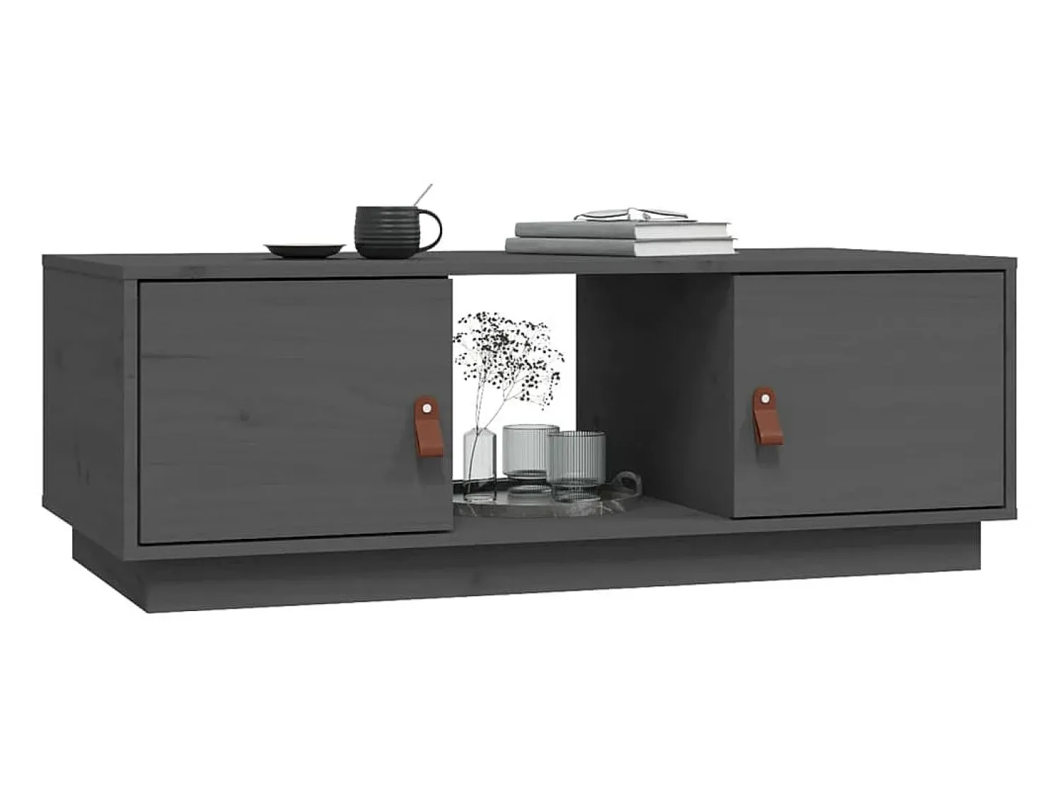 Online Mesa de centro | Mesa de apoio 100x50x35 cm pinho maciço cinza Cinzento