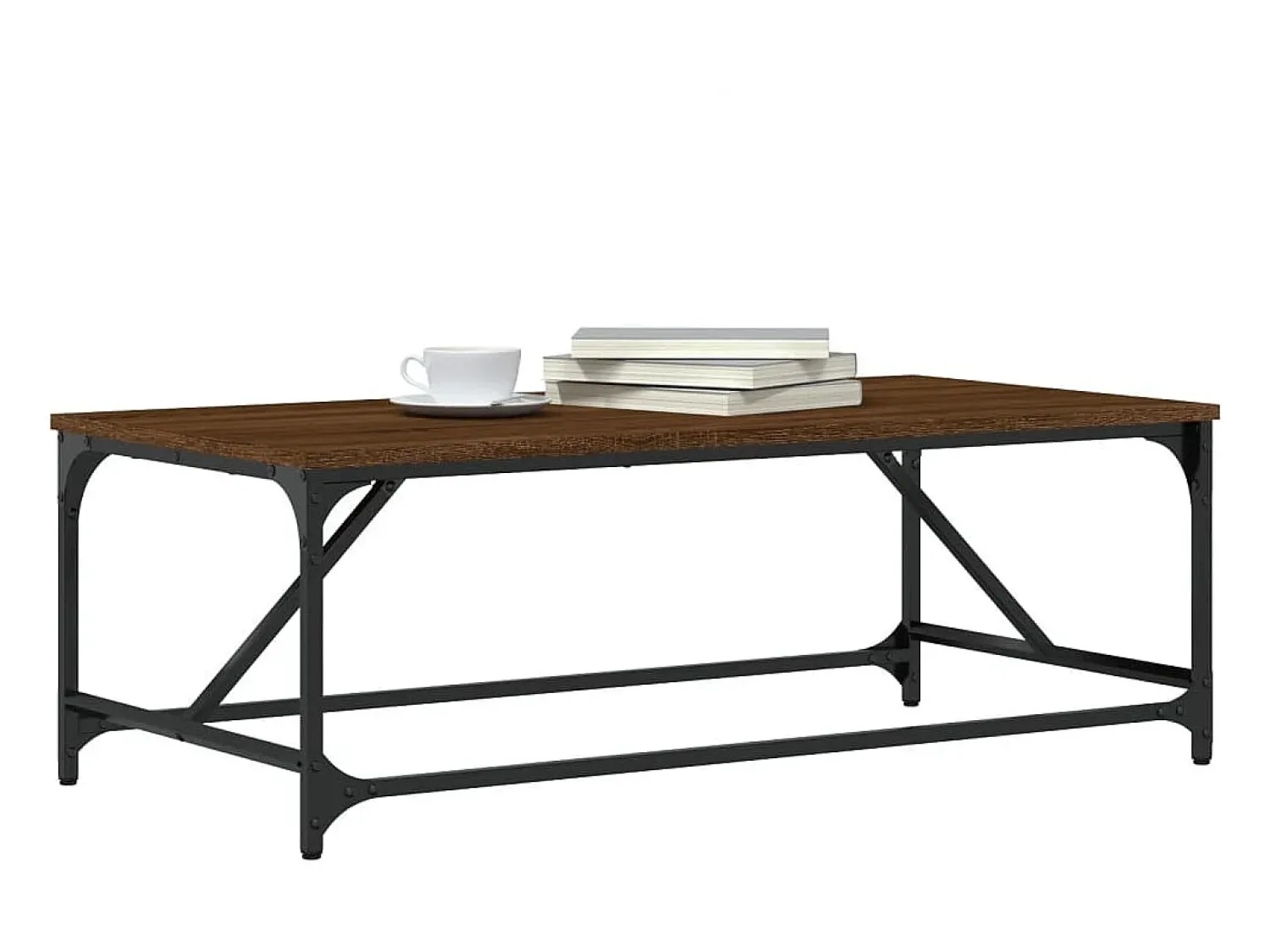 Mesa De Centro* Mesa de centro | Mesa de apoio 100x50x35 cm derivados madeira carvalho Castanho