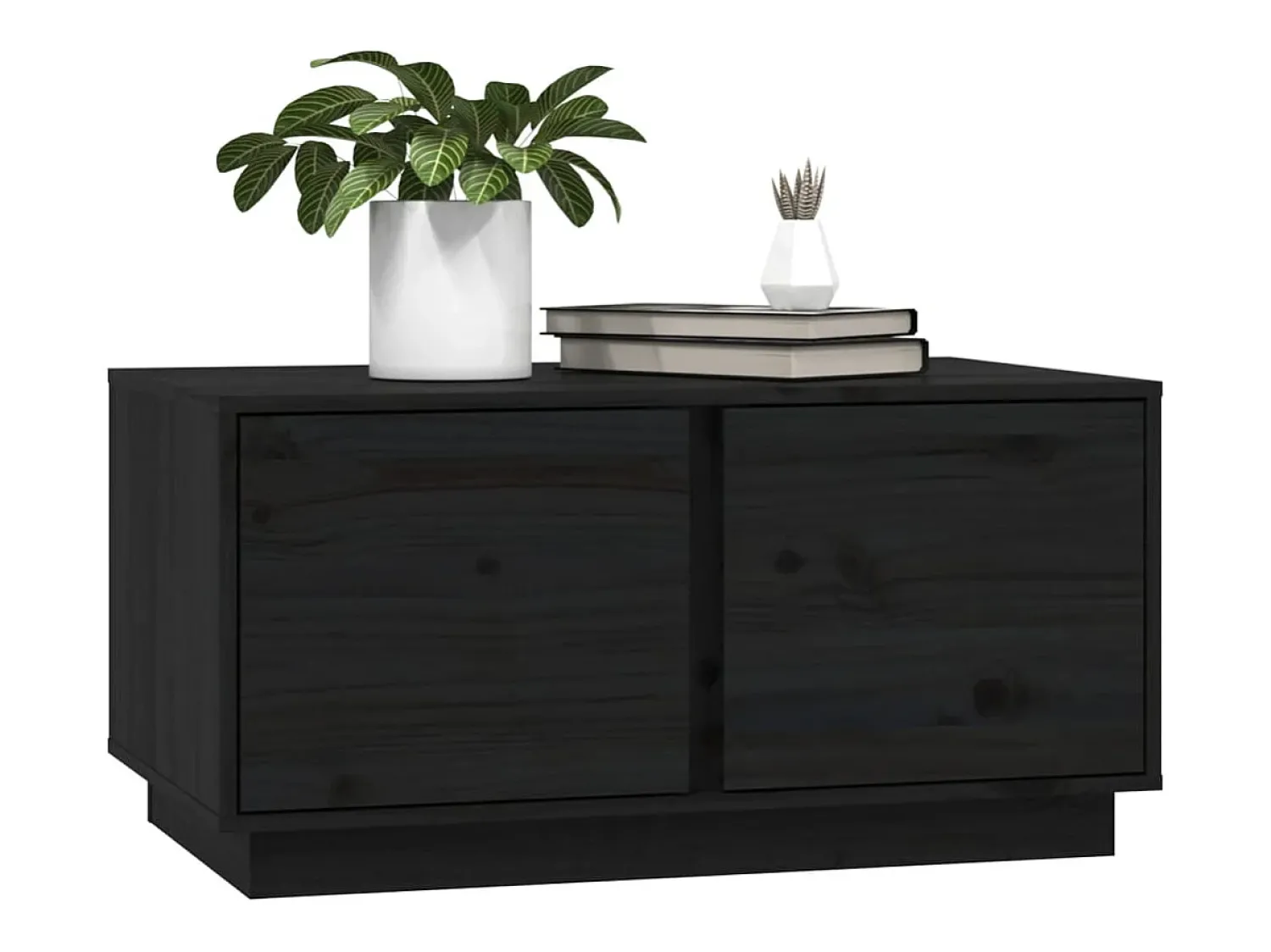 Mesa De Centro| Mesa de centro | Mesa de apoio 80x50x40 cm madeira de pinho maciça Preto
