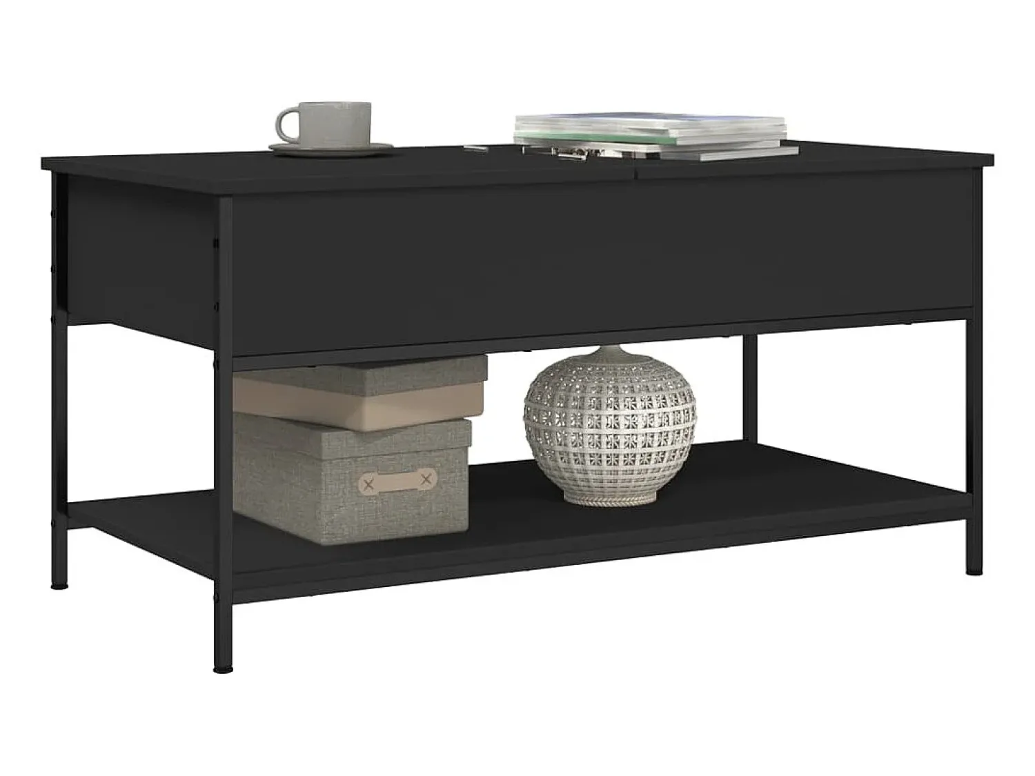 Discount Mesa de centro | Mesa de apoio 100x50x50 cm derivados de madeira/metal Preto