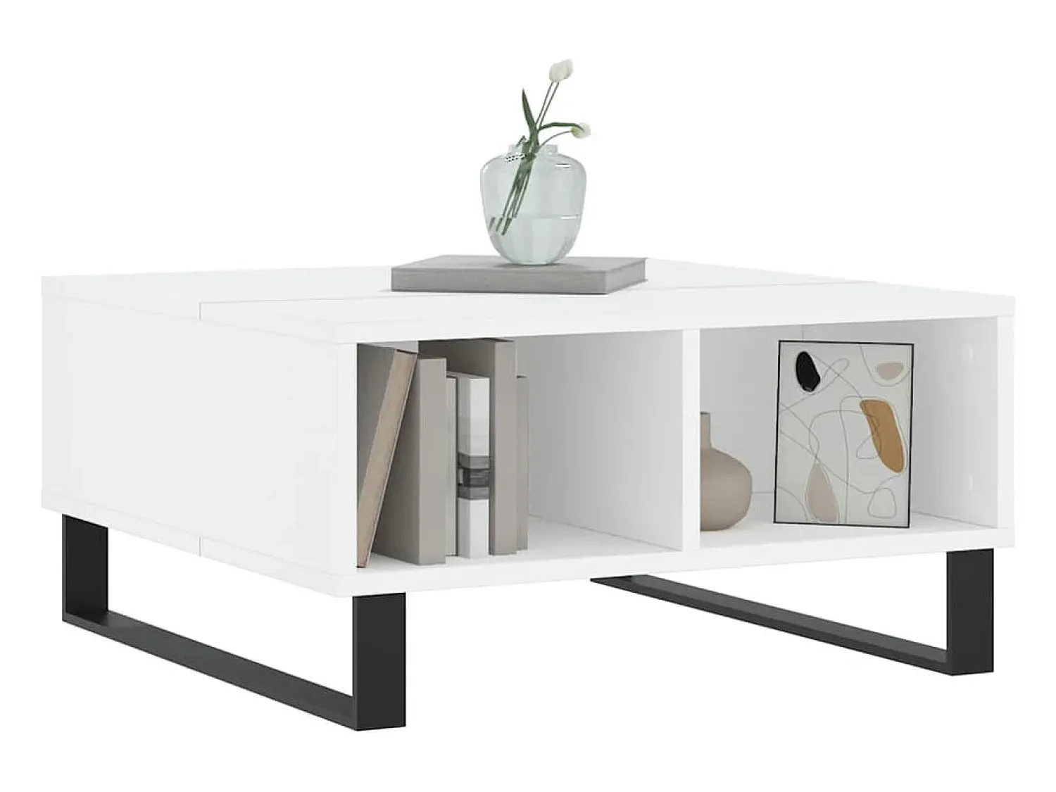 Mesa De Centro* Mesa de centro | Mesa de apoio 60x60x30 cm derivados de madeira Branco