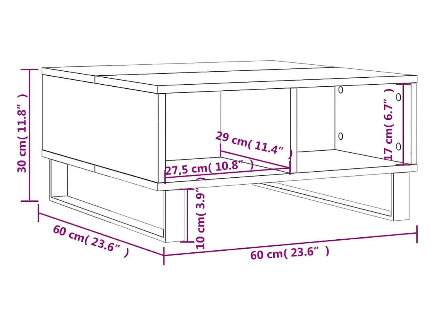 Mesa De Centro* Mesa de centro | Mesa de apoio 60x60x30 cm derivados de madeira Branco