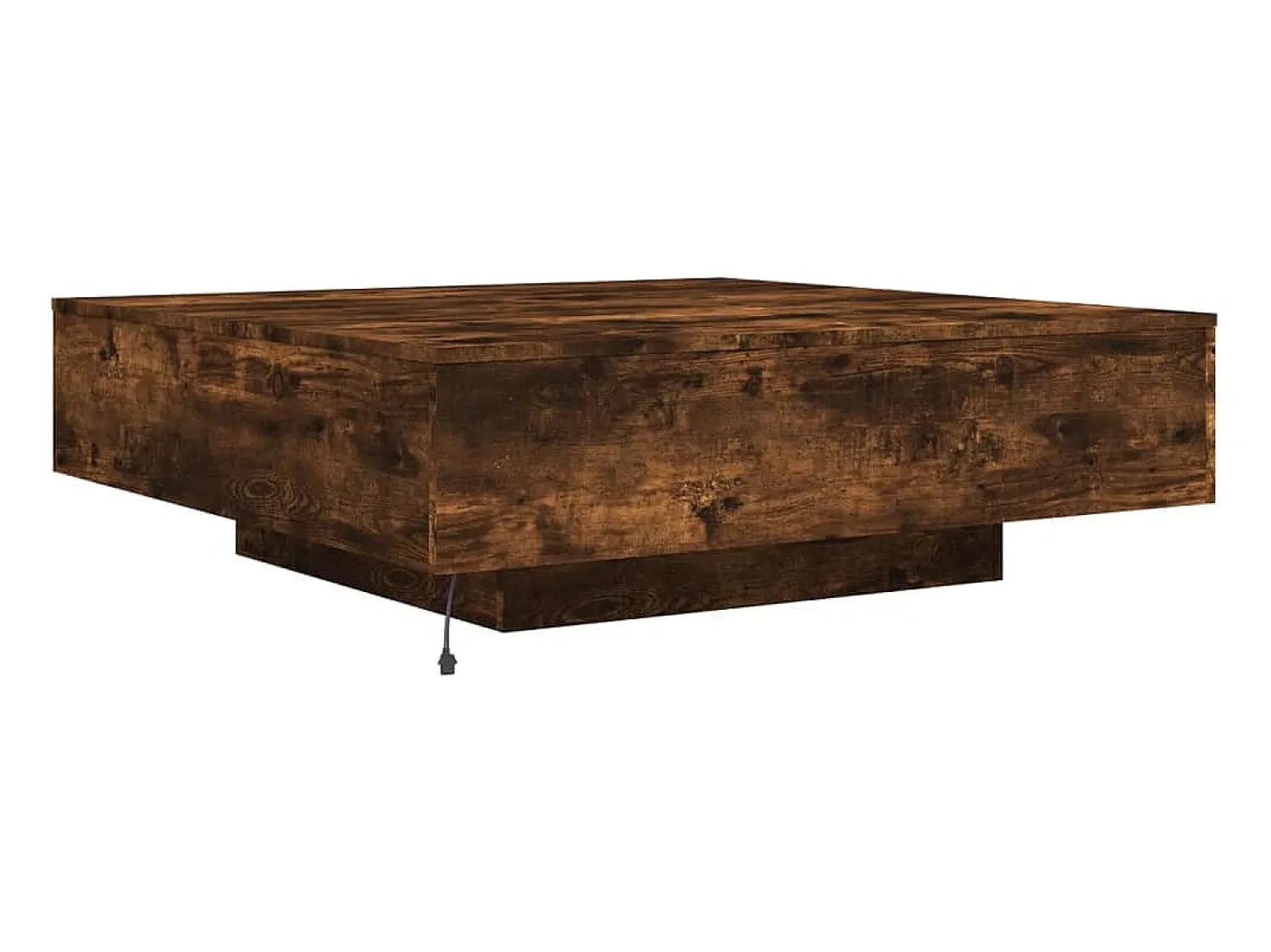 Best Mesa de centro | Mesa de apoio com luzes LED 100x100x31 cm carvalho fumado Castanho