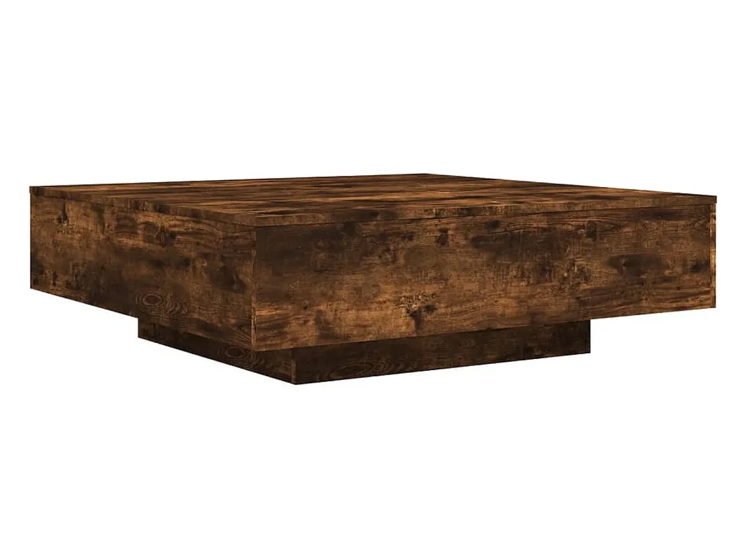 Best Mesa de centro | Mesa de apoio com luzes LED 100x100x31 cm carvalho fumado Castanho