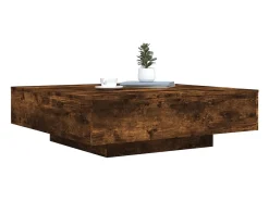 Best Mesa de centro | Mesa de apoio com luzes LED 100x100x31 cm carvalho fumado Castanho