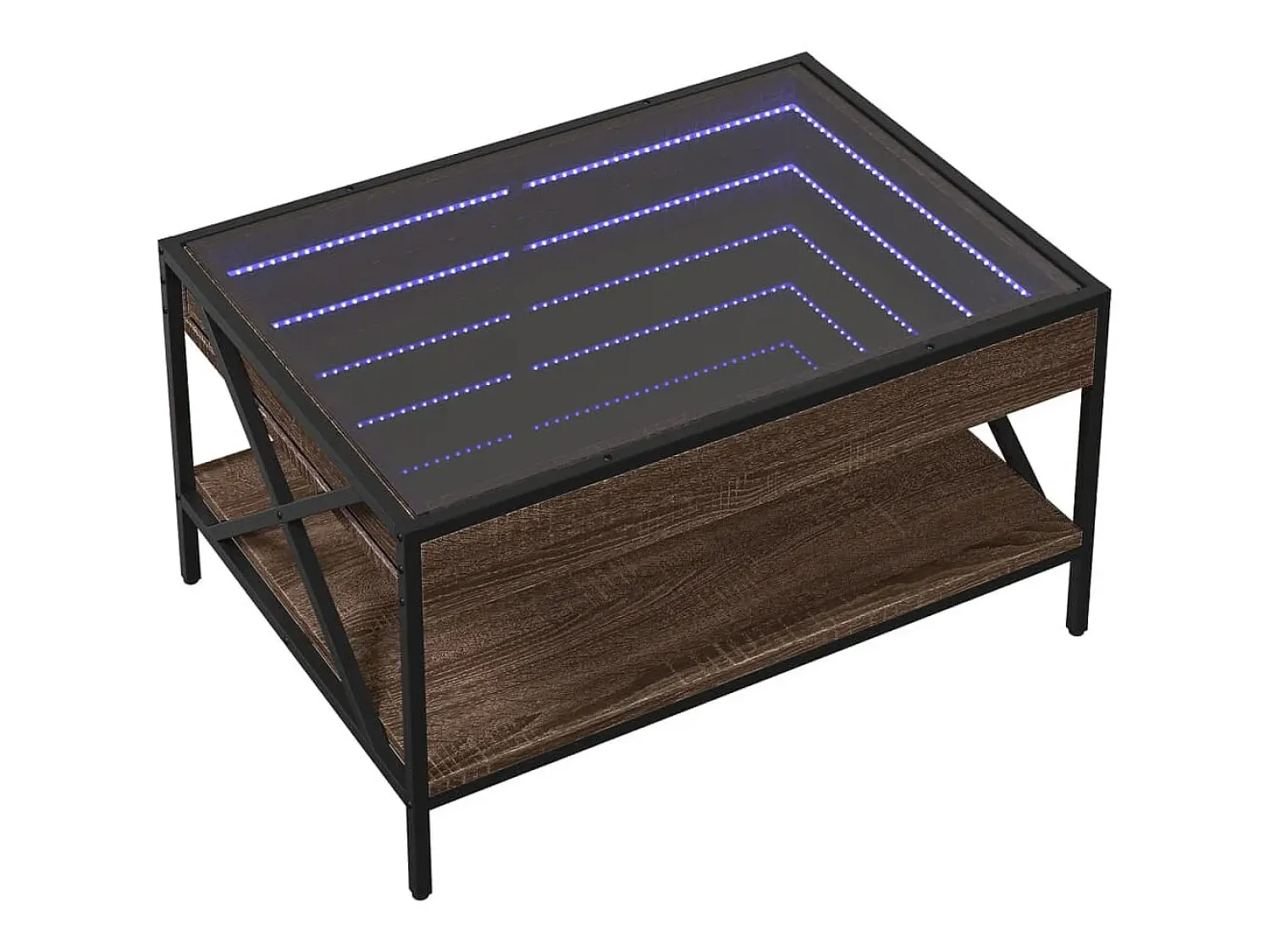 Best Mesa de centro | Mesa de apoio luzes LED Infinity 70x50x38 cm carvalho Castanho