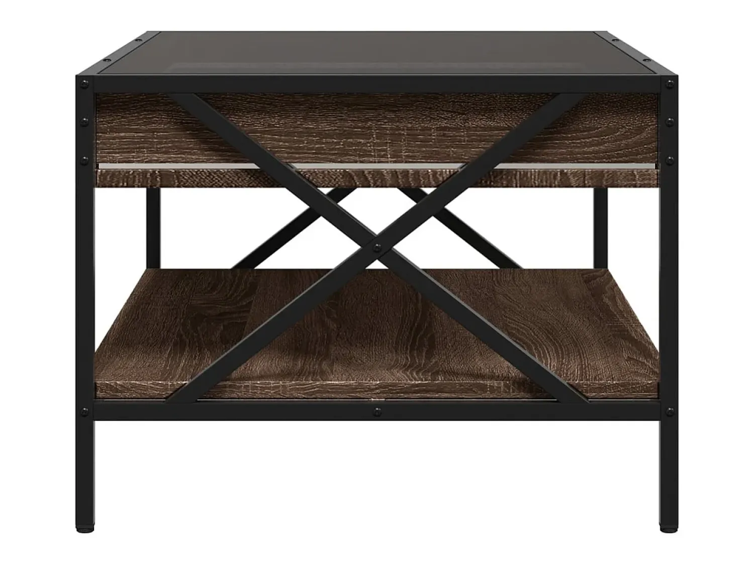 Best Mesa de centro | Mesa de apoio luzes LED Infinity 70x50x38 cm carvalho Castanho