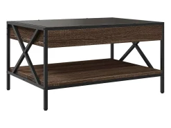 Best Mesa de centro | Mesa de apoio luzes LED Infinity 70x50x38 cm carvalho Castanho