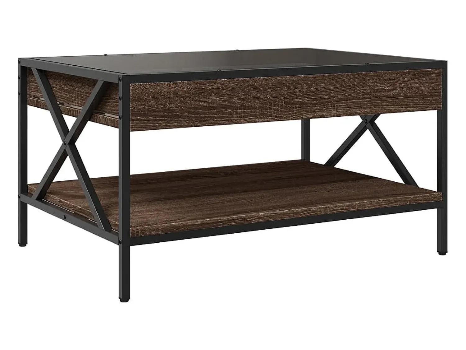 Best Mesa de centro | Mesa de apoio luzes LED Infinity 70x50x38 cm carvalho Castanho