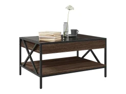 Best Mesa de centro | Mesa de apoio luzes LED Infinity 70x50x38 cm carvalho Castanho