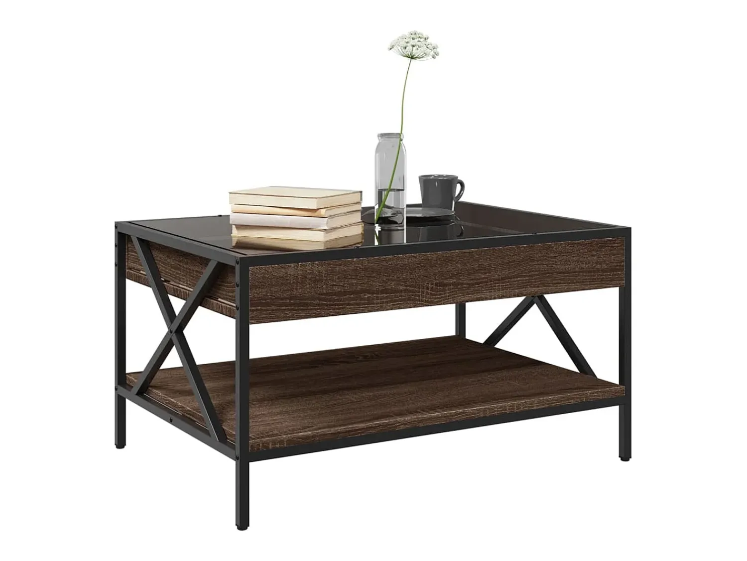 Best Mesa de centro | Mesa de apoio luzes LED Infinity 70x50x38 cm carvalho Castanho
