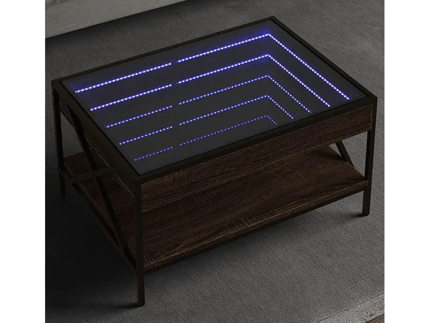 Best Mesa de centro | Mesa de apoio luzes LED Infinity 70x50x38 cm carvalho Castanho