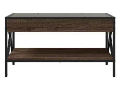 Best Mesa de centro | Mesa de apoio luzes LED Infinity 70x50x38 cm carvalho Castanho