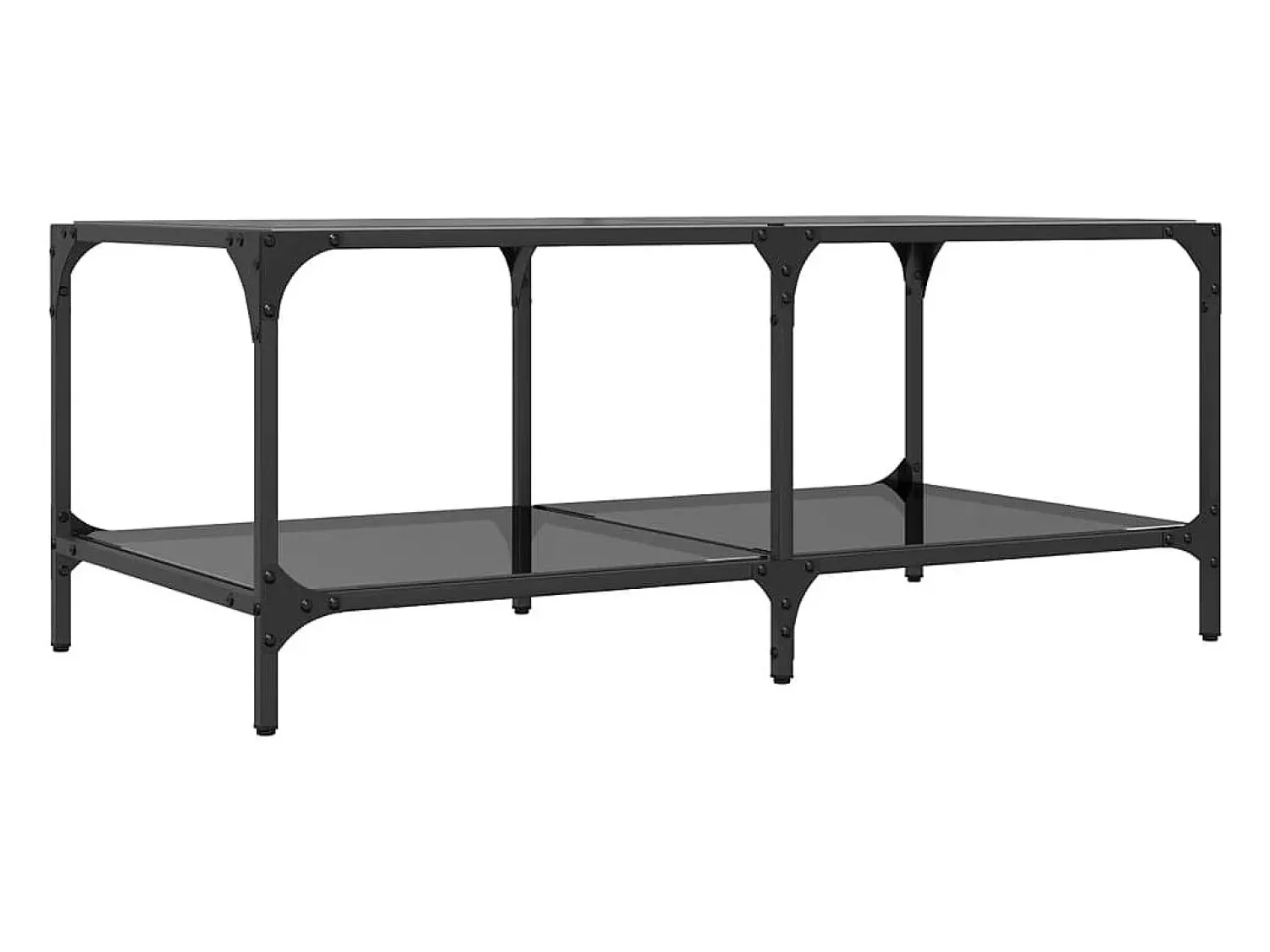 Mesa De Centro* Mesa de centro | Mesa de apoio com topo em vidro 98.5x50x40 cm aço Preto