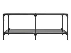 Mesa De Centro* Mesa de centro | Mesa de apoio com topo em vidro 98.5x50x40 cm aço Preto