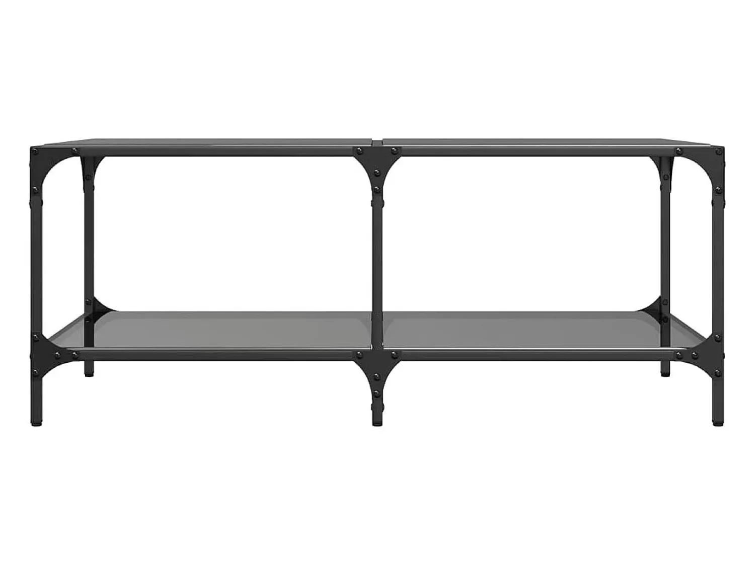 Mesa De Centro* Mesa de centro | Mesa de apoio com topo em vidro 98.5x50x40 cm aço Preto