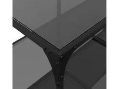 Mesa De Centro* Mesa de centro | Mesa de apoio com topo em vidro 98.5x50x40 cm aço Preto