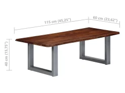Mesa de centro | Mesa de apoio | Mesa de café com arestas vivas 115x60x40 cm acácia maciça^ Mesa De Centro