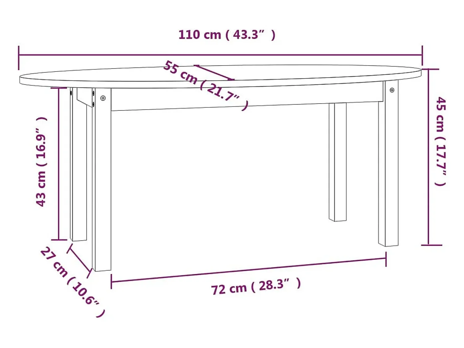 Mesa De Centro| Mesa de centro | Mesa de apoio 110x55x45 cm madeira de pinho maciça Cinzento